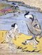 Japan: Two beauties and a clinging crab. Suzuki Harunobu (1724-1770)